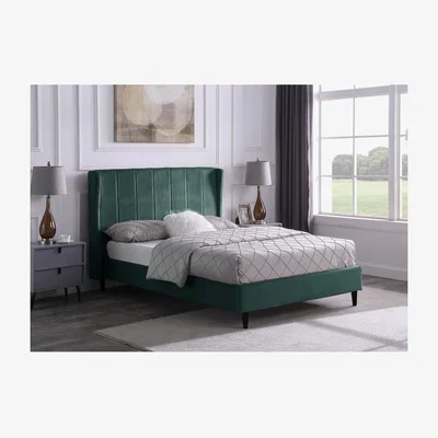 The Range Amelia 4'6" Bed - Double - Green Velvet Fabric
