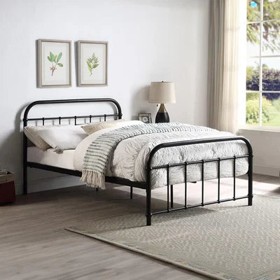 The Range Tewin Vintage Hospital Style Metal Bed Frame - Black / Double
