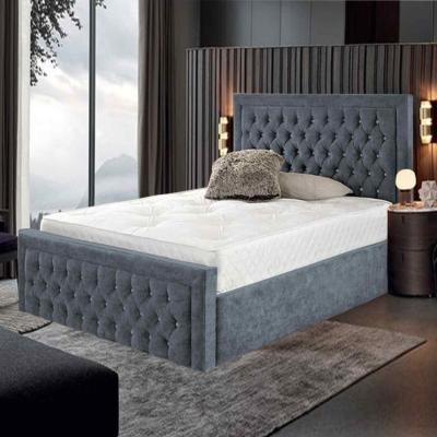 The Range Irati Upholstered Plush Velvet Bed Frame - Steel / Double