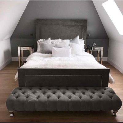 The Range Harry Upholstered Plush Velvet Bed Frame   - Steel / Double