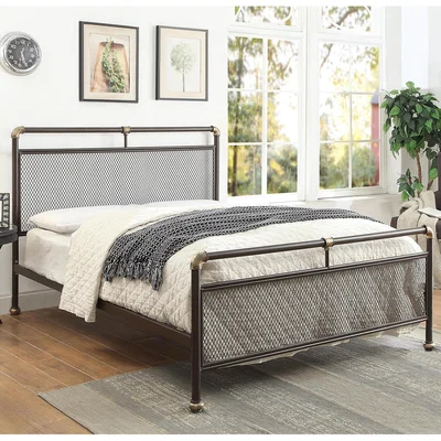 The Range Cambridge Industrial Style Metal Bed Frame - Brown / 32.2g