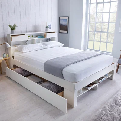 The Range Fabio White Wooden Storage Bed - White / Double / Frame Only