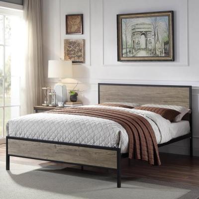 The Range Salisbury Industrial Rustic Style Metal  Wood Bed Frame - Black / Double