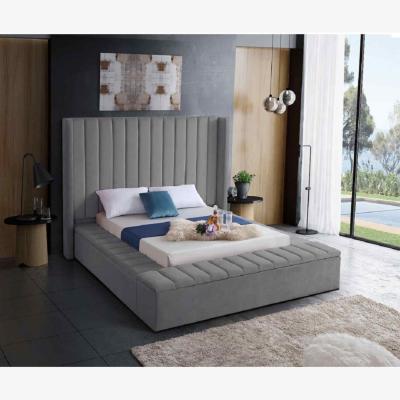 The Range Juan Upholstered Plush Velvet Bed Frame - Grey / Double / N/Acm