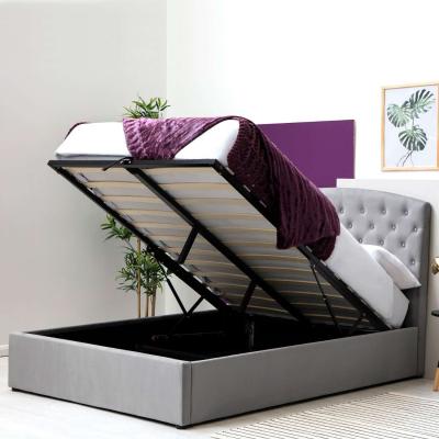 The Range Sedgwick Grey Velvet Ottoman Storage Bed Frame - Grey / Double