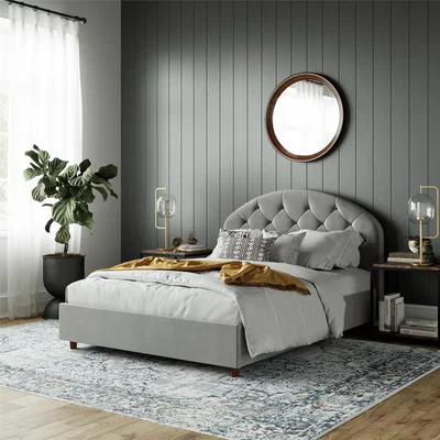 The Range Aspen Upholstered Bed - Light Grey / Double