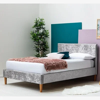 The Range Wootton Silver Crushed Velvet Bed - Silver / Double