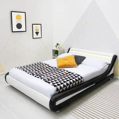 The Range Barcelona Black and White LED Bed Frame - White / Double