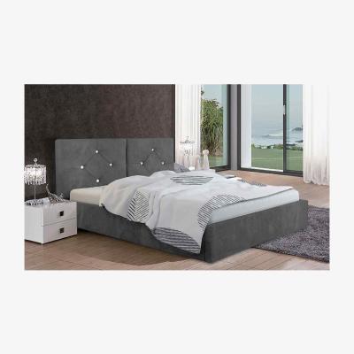 The Range Carmen Upholstered Plush Velvet Bed Frame - Grey / Double
