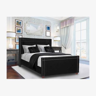 The Range Charlie Upholstered Plush Velvet Bed Frame - Black / Double