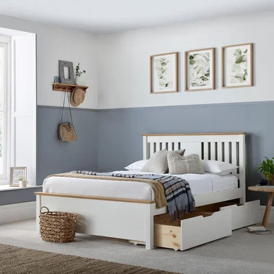 The Range Chester White Wooden Storage Bed - White / 2 Drawers / Double