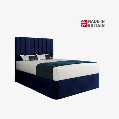 The Range Marcelo Upholstered Soft Velvet Bed Frame - Blue / Double