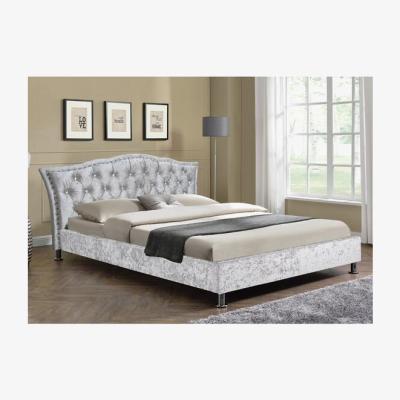 The Range Georgia Silver Crushed Velvet Diamante Bed Frame - Silver / Double