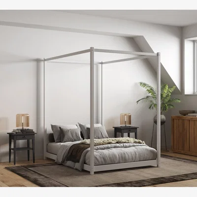 The Range Zara Four Poster Bed Frame - White / Double