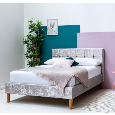 The Range Highclere Silver Crushed Velvet Bed Frame - Silver / Double