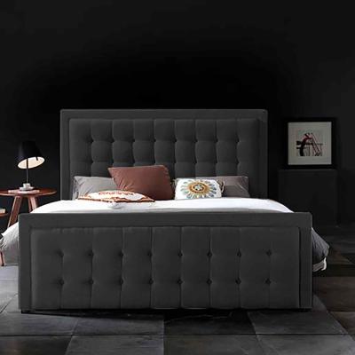 The Range Teigra Upholstered Plush Velvet Bed Frame - Black / Double