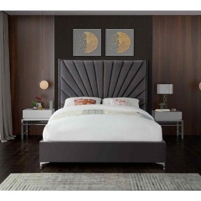 The Range Emilia Upholstered Plush Velvet Bed Frame - Grey / Double