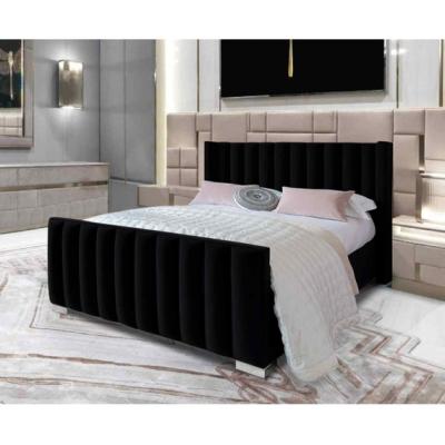 The Range Matteo Upholstered Plush Velvet Bed Frame   - Black / Double