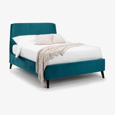 The Range Frida Curved Velvet Double Bed - Teal - Teal