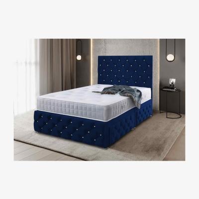 The Range Jose Divan Upholstered Plush Velvet Bed Frame   - Blue / Double