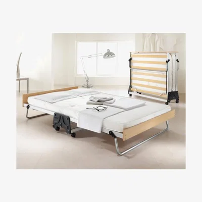 The Range Jay-Be Folding Bed Frame with Luxury Dual Density Mattress - Silver & White / Double