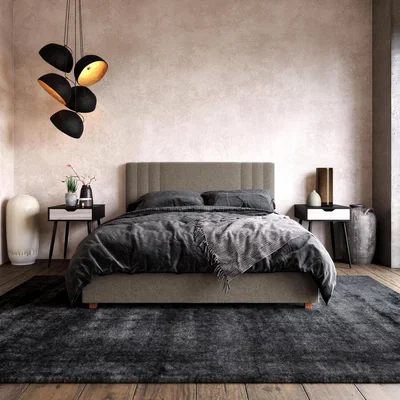 The Range Charis Upholstered Bed - Light Grey / Double