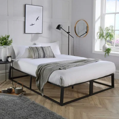 The Range Platform Metal Bed Frame - Black / Double