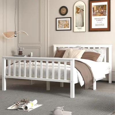 The Range Solid Wood Bed Frame without Mattress - White / Double