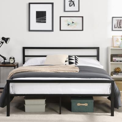 The Range City Black Metal Bed Frame Only - With Metal Rod Base - Black / Double