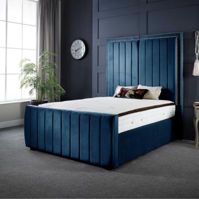 The Range Milly Panel Upholstered Soft Touch Bed Frame  - Blue / Double / 214cm