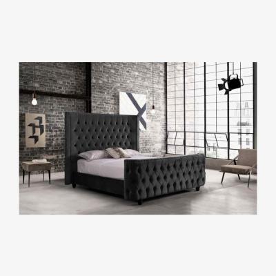The Range Honza Upholstered Plush Velvet Bed Frame - Black / Double