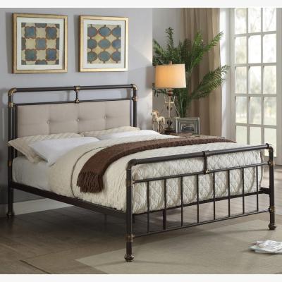 The Range Oxford Industrial Scaffold Brown Metal  Fabric Bed Frame - Brown / Double
