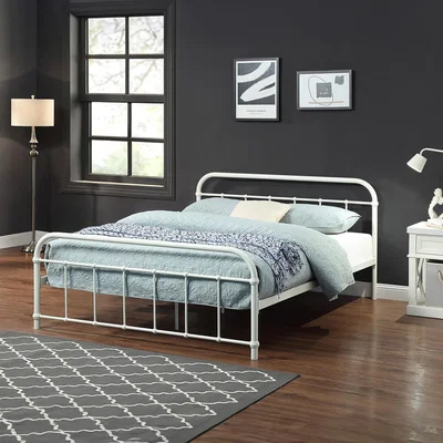 The Range Tewin Vintage Hospital Style Metal Bed Frame - White / Double