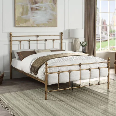 The Range Bayford Traditional Victorian Metal Bed Frame - Antique Brass / Double