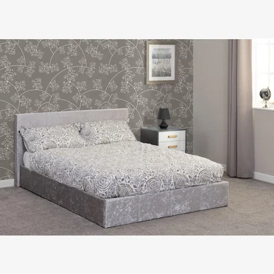 The Range Waverley Double Storage Bed - Crushed Grey Velvet