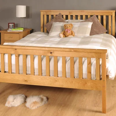 The Range Pine Wooden Bed Frame in White or Caramel - Caramel / Double