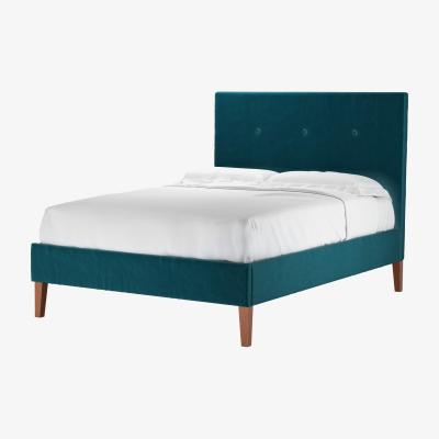 Sofa.com Perfectly Pristine Avery 130cm Double Bed in Deep Turquoise Cotton Matt Velvet - sofa.com