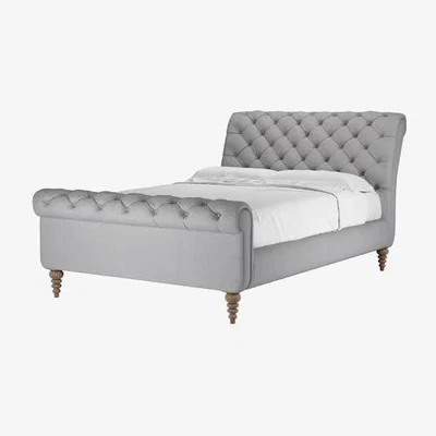 Sofa.com Knightsbridge Double Bed in Cobble Brushed Linen Cotton - sofa.com