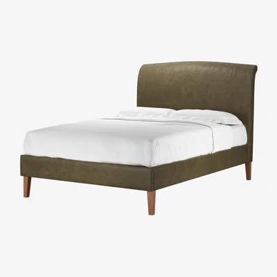 Sofa.com Thea Double Bed in Dark Moss Antique Leather - sofa.com