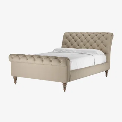 Sofa.com Knightsbridge Double Bed in Pennine Stone Organic Smart Cotton