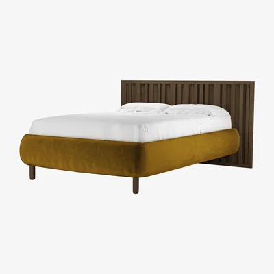 Sofa.com Florence Double Bed in Nefertiti Gold Cotton Matt Velvet
