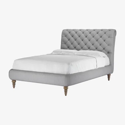 Sofa.com Knightsbridge (No Footboard) Double Bed in Cobble Brushed Linen Cotton - sofa.com