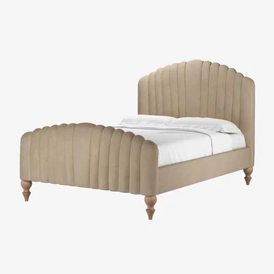 Sofa.com Bella Double Bed in Fawn Aquaclean Clever Velvet