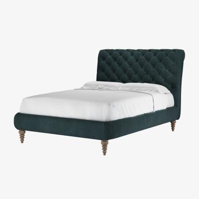 Sofa.com Knightsbridge without Footboard Double Bed in Deep Forest Aquaclean Clever Velvet