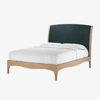 Sofa.com Emilia Double Bed in Deep Forest Aquaclean Clever Velvet
