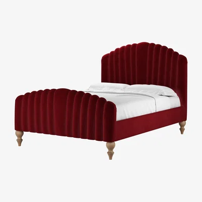 Sofa.com Bella Double Bed in Claret Cotton Matt Velvet - sofa.com