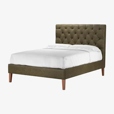 Sofa.com Rosalie 130cm Double Bed in Dark Moss Antique Leather - sofa.com