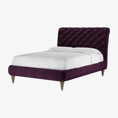 Sofa.com Knightsbridge (No Footboard) Double Bed in Plum Smart Velvet - sofa.com