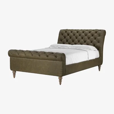 Sofa.com Knightsbridge Double Bed in Dark Moss Antique Leather - sofa.com