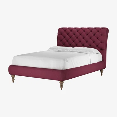 Sofa.com Knightsbridge (No Footboard) Double Bed in Boysenberry Brushed Linen Cotton - sofa.com